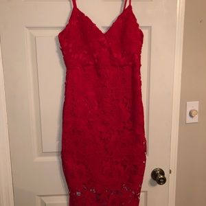 BOOHOO Red Lace Dress